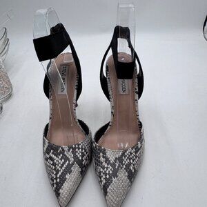 Steve Madden Yasir Womens Snake Print Pointed Toe Heels With Ankle Strap Size M